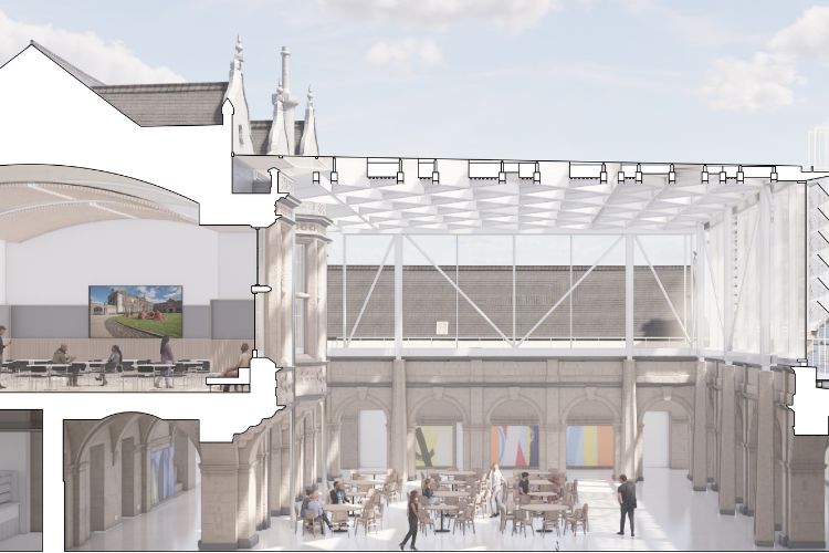 A sectional perspective of the Madras Courtyard: WilkinsonEyre